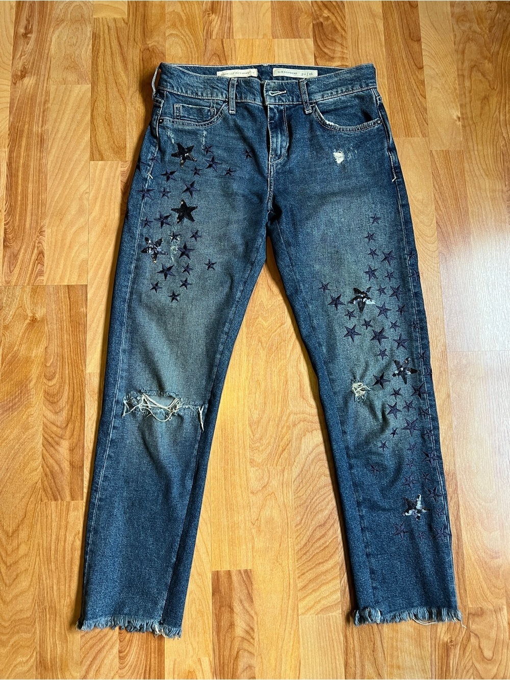 Pilcro Slim Boyfriend Jeans - Size 26 - Dark Blue Denim